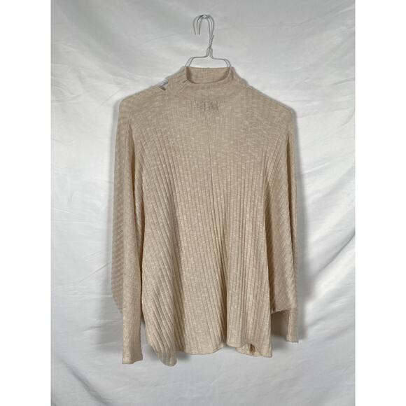 Urban Outfitter Beige Ribbed Knit Sweater Batwing Oversized Size XS - Picture 2 of 8